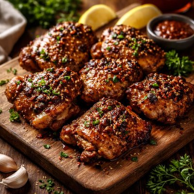 Image of Sweet Spicy Garlic Grilled Chicken Thighs