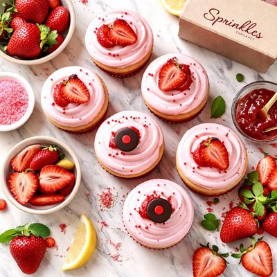 Image of Sweet Strawberry Cupcakes from Sprinkles Cupcake Shop