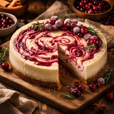 Image of Swirled Cranberry Cheesecake