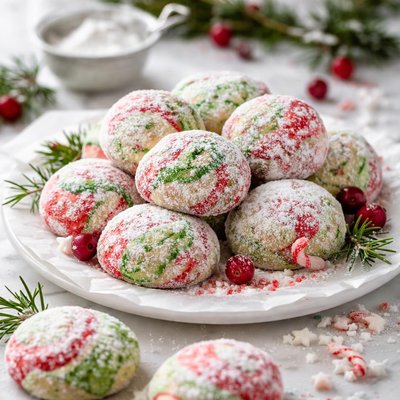 Image of Swirled Holiday Snowball Cookies