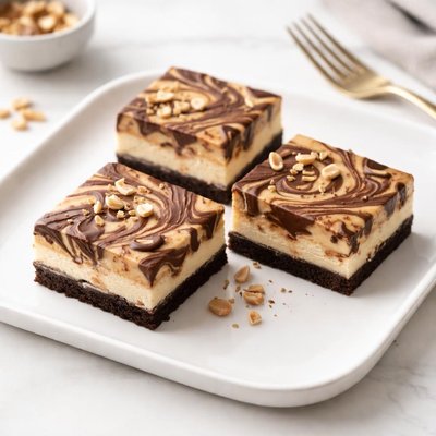 Image of Swirled Peanut Butter Chocolate Cheesecake Bars