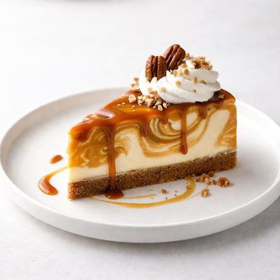 Image of Swirled Pumpkin and Caramel Cheesecake