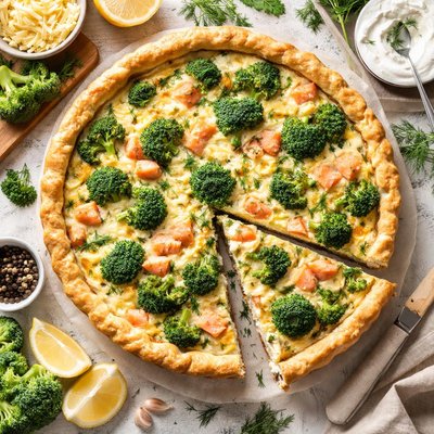 Image of Swiss Broccoli and Salmon Pie