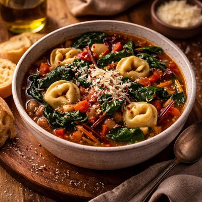 Image of Swiss Chard and Tortellini Soup