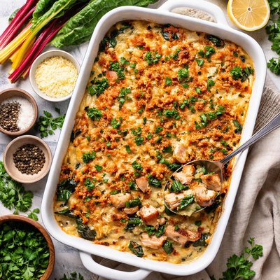Image of Swiss Chard and Turkey Au Gratin
