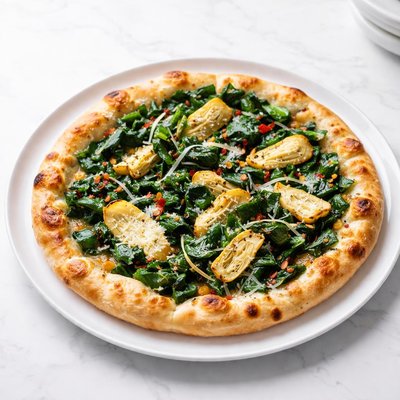 Image of Swiss Chard Artichoke Pizza