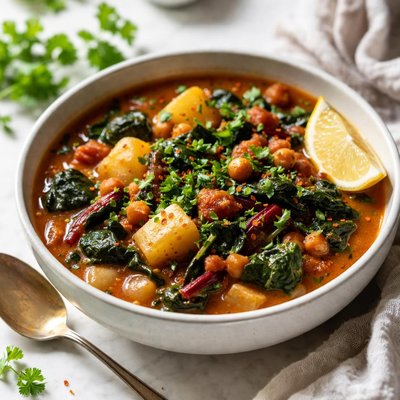 Image of Swiss Chard Potato and Chickpea Stew