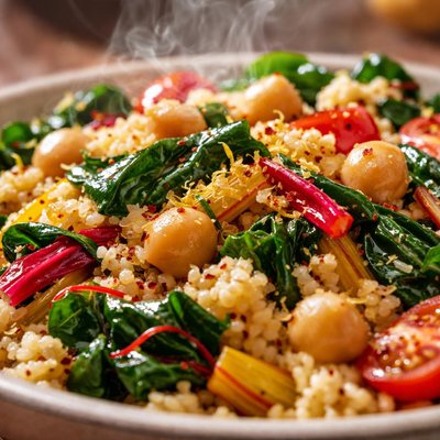 Image of Swiss Chard with Chickpeas and Couscous
