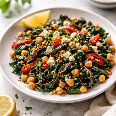 Image of Swiss Chard with Chickpeas and Feta