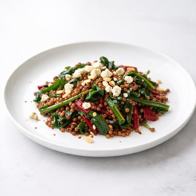 Image of Swiss Chard with Lentils and Feta Cheese