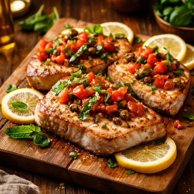 Image of Swordfish with Tomato Basil and Lemon