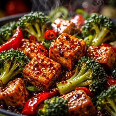 Image of Sydney Broccoli Red Pepper Tofu Stir Fry with Balsamic Vi