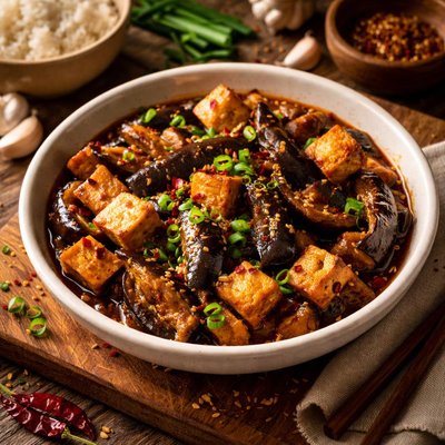 Image of Szechwan Eggplant Aubergine and Tofu