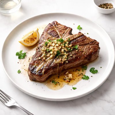 Image of T Bone Steaks with Garlic Butter Sauce