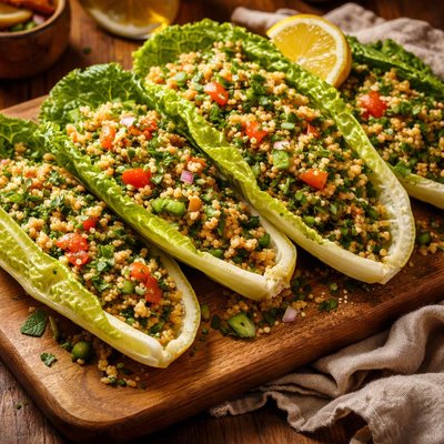 Image of Tabbouleh Wrapped in Romaine Leaves