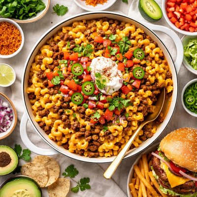 Image of Taco Macaroni and Cheese with Burger