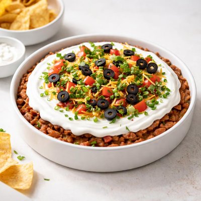 Image of Taco Salad Dip 2 and Sour Cream Topping