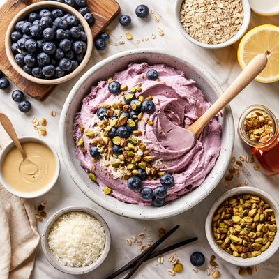 Image of Tahini Blueberry Blender Ice Cream Raw Food