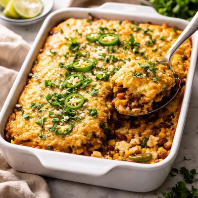 Image of Tamale Bake with Pinto Bean Green Chilies Corn Cheese