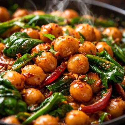 Image of Tamarind Spiced Chickpeas and Spinach