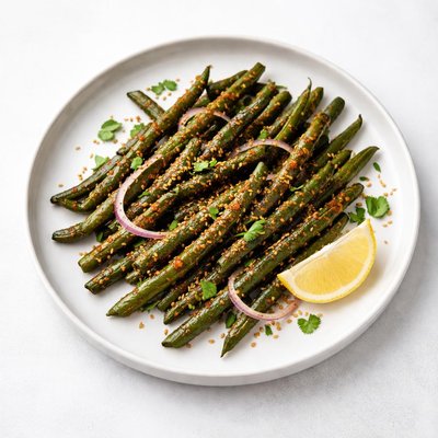 Image of Tandoor Style Green Beans for Two Vegan