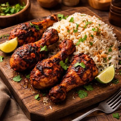 Image of Tandoori Chicken Legs with Coconut Rice