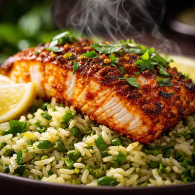 Image of Tandoori White Fish with a Green Chili Rice