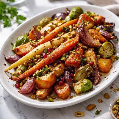 Image of Tangerine and Cardamom Glazed Roasted Winter Vegetables