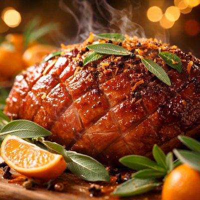 Image of Tangerine Glazed Ham with Fresh Sage