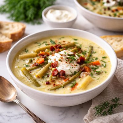 Image of Tangy Creamy String Bean Soup Hungary