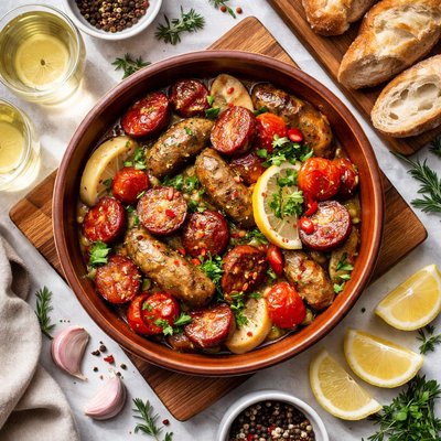 Image of Tapas Style Sausage in White Wine