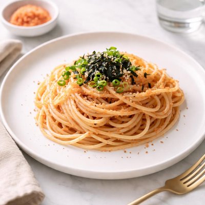 Image of Tarako Spaghetti Salted Cod Fish Roe Pesto with Pasta