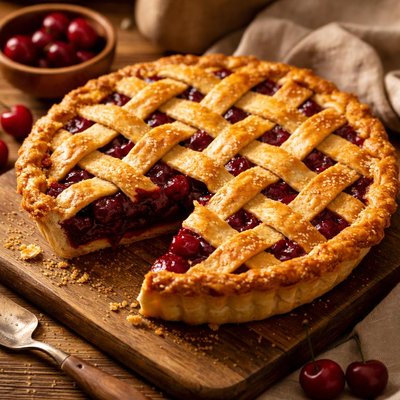 Image of Tart Cherry Lattice Pie
