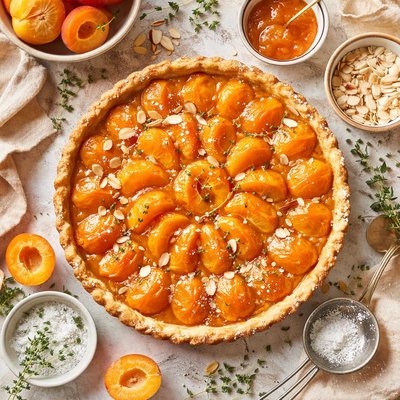 Image of Tarte Aux Abricots Glazed French Apricot Tart with Almonds