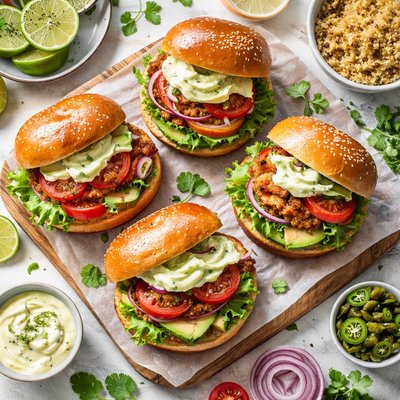 Image of Tasty Bulgar Burgers with Lime Mayo