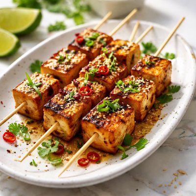 Image of Tasty Grilled Tofu on a Stick