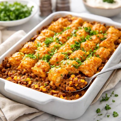 Image of Tater Tot Beef Cheese Casserole