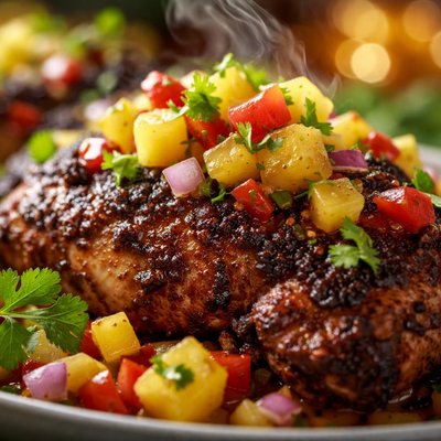 Image of Taxi Stand Jerk Chicken with Pineapple Mango Salsa