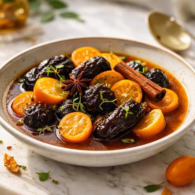 Image of Tea Poached Prunes Kumquats