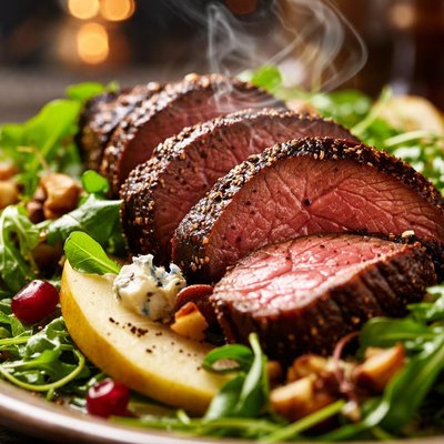 Image of Tea Smoked Beef Tenderloin with Pear Salad