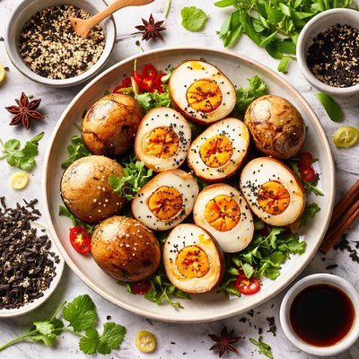 Image of Tea Smoked Eggs W Sesame Salt