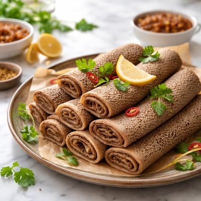 Image of Teff and Barley Injera Ethiopian Flat Thin Bread