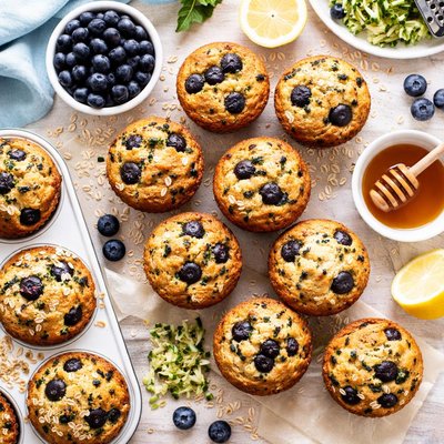 Image of Ten Grain Zucchini Blueberry Muffins