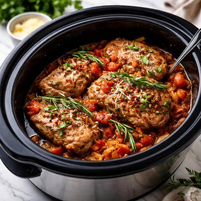 Image of Tender Italian Style Pork Chops in a Crock Pot