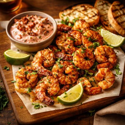 Image of Tequila Shrimp with Dried Tomato Mayo