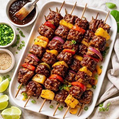 Image of Teriyaki Glazed Beef Kabobs