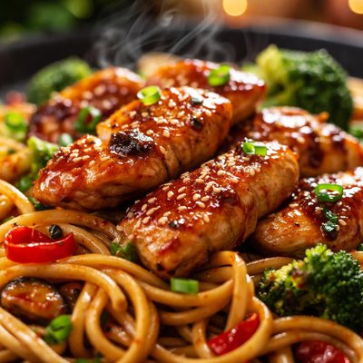 Image of Teriyaki Glazed Chicken with Noodles