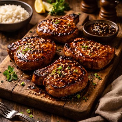 Image of Teriyaki Grilled Pork Chops