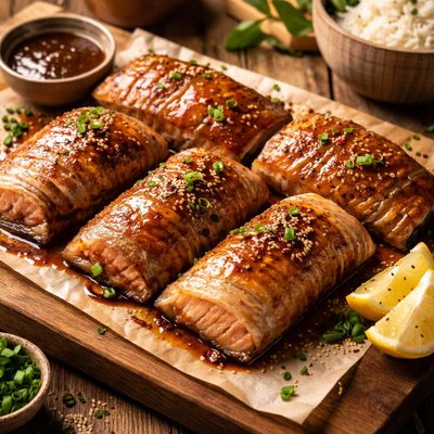Image of Teriyaki Rice Paper Salmon Baked