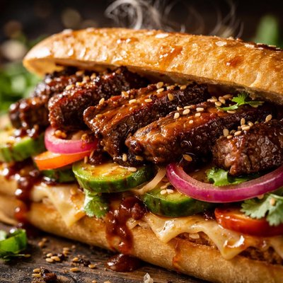 Image of Teriyaki Steak Sandwich with a Twist